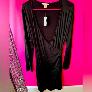 Banana Republic wrap style long sleeve black dress.